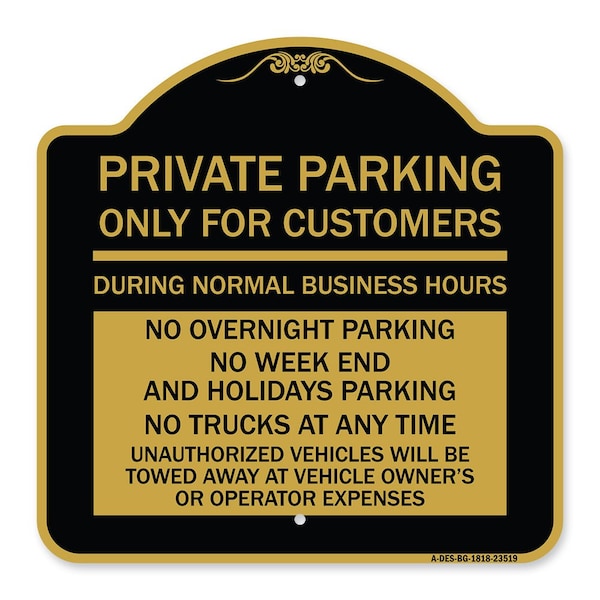 Signmission Only for Customers During Normal Business Hours No Overnight Parking No Trucks at Any, BG-1818-23519 A-DES-BG-1818-23519 - main